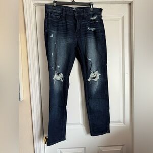 Men’s Hollister 32 x 32 Athletic Skinny Epic Flex Dark Wash Distressed Jeans